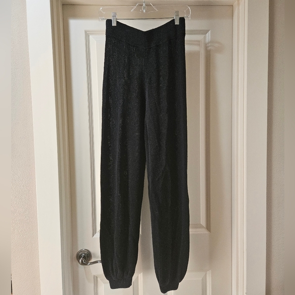Free People Oh Yeah Sweater Pants Linen Blend Jogger Styl Semi Sheer Black S NWT - Picture 13 of 14